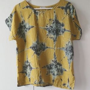 Bellambra Linen Short Sleeve Tie Dye Pullover Top SZ S
